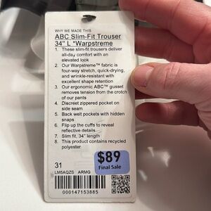 Lululemon Men’s ABC Slim-fit trouser 31” W 34” L